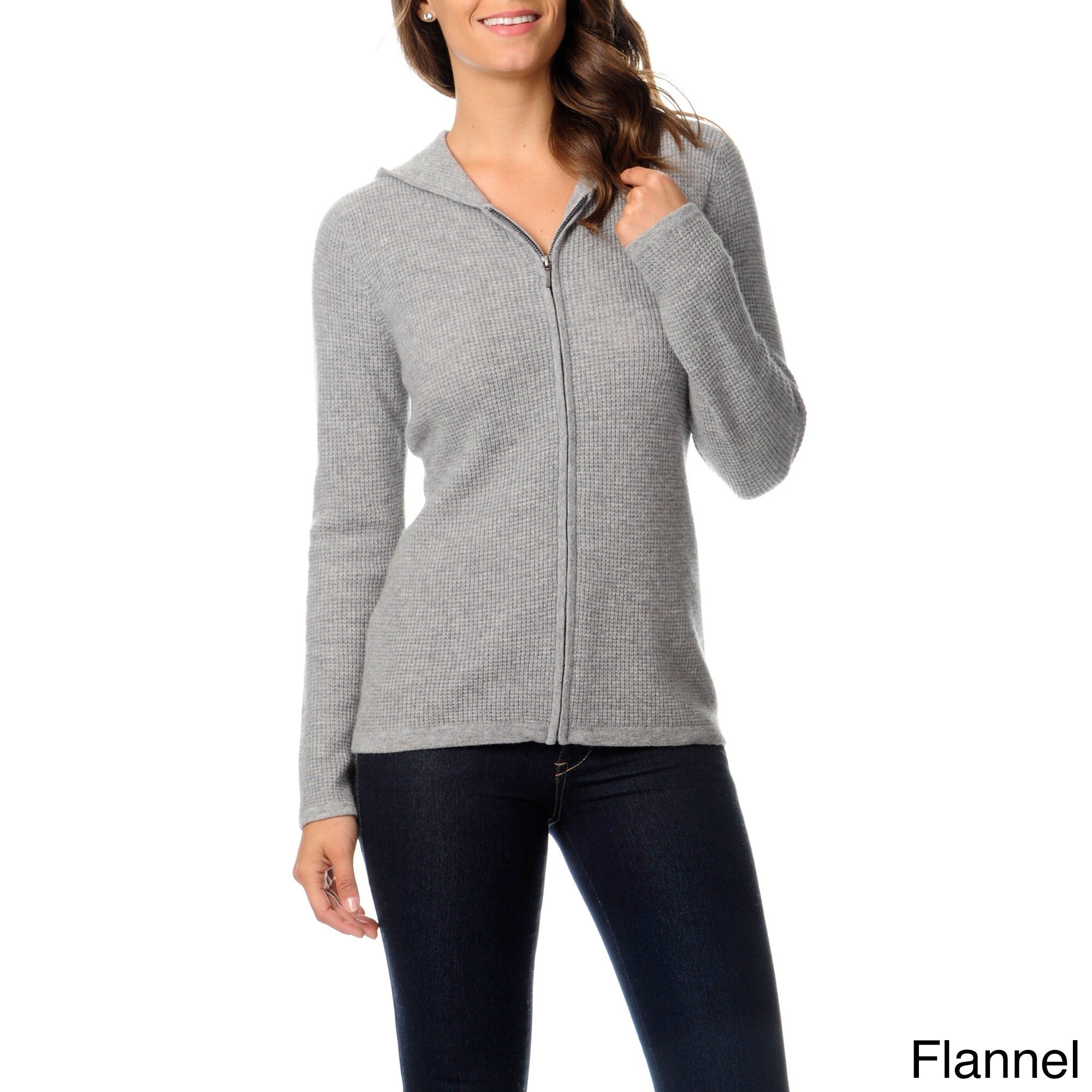 Ply Cashmere Women's Cashmere Zip-front Hoodie - Overstock - 8335336