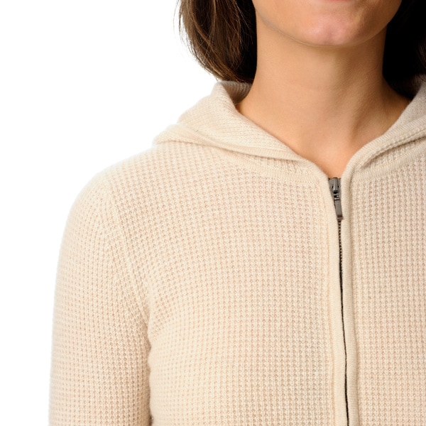 cashmere zip front hoodie women's