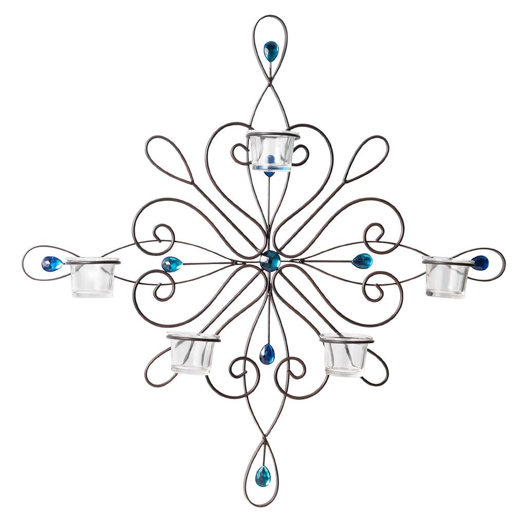 Elements 23-inch 5-tealight Blue Gem Sconce
