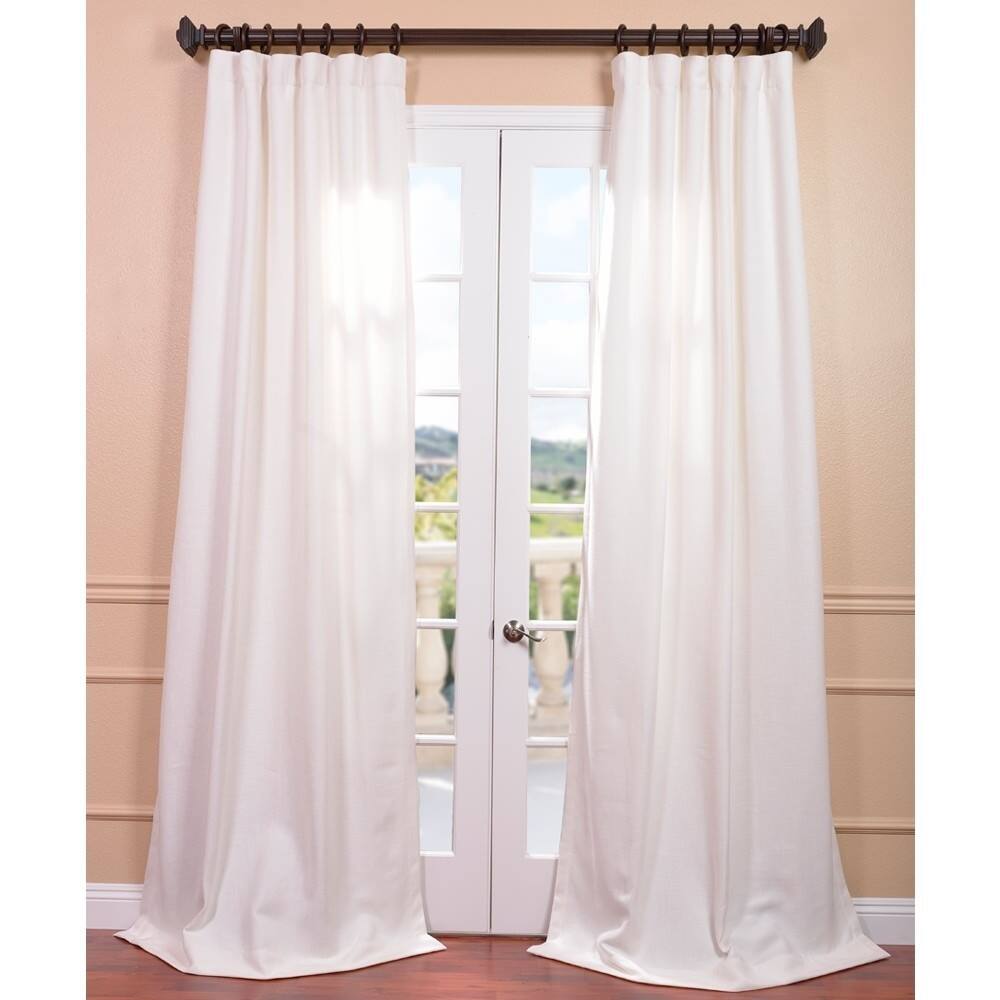 Exclusive Fabrics Mineral White Linen Weave Curtain (1 Panel)