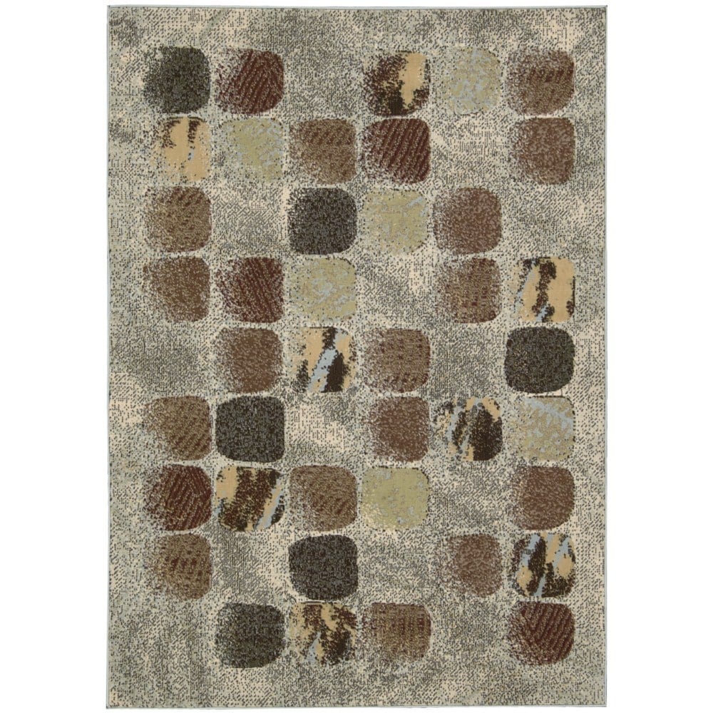 Nourison Modesto Blocks Beige Area Rug (53 X 75)