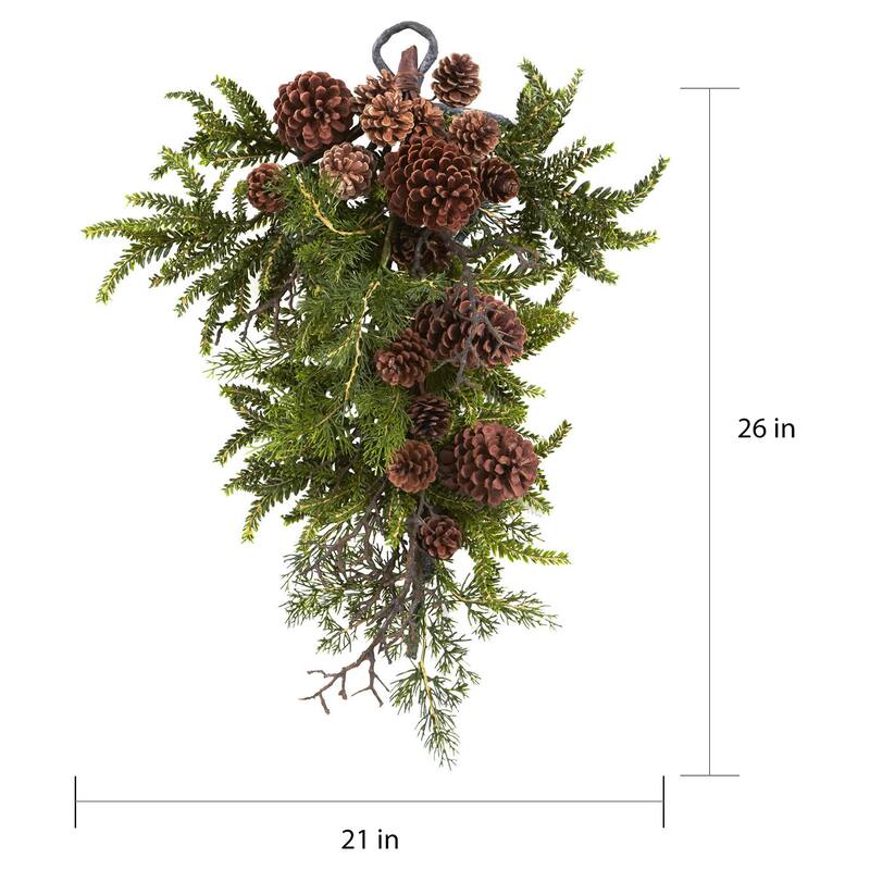 26-inch Pine/ Pine Cone Teardrop Wreath
