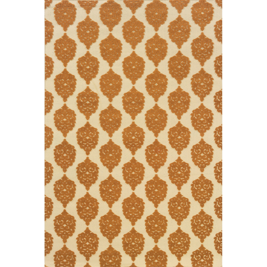 Indoor/outdoor Ivory/ Orange Polypropylene Area Rug (19 X 39)