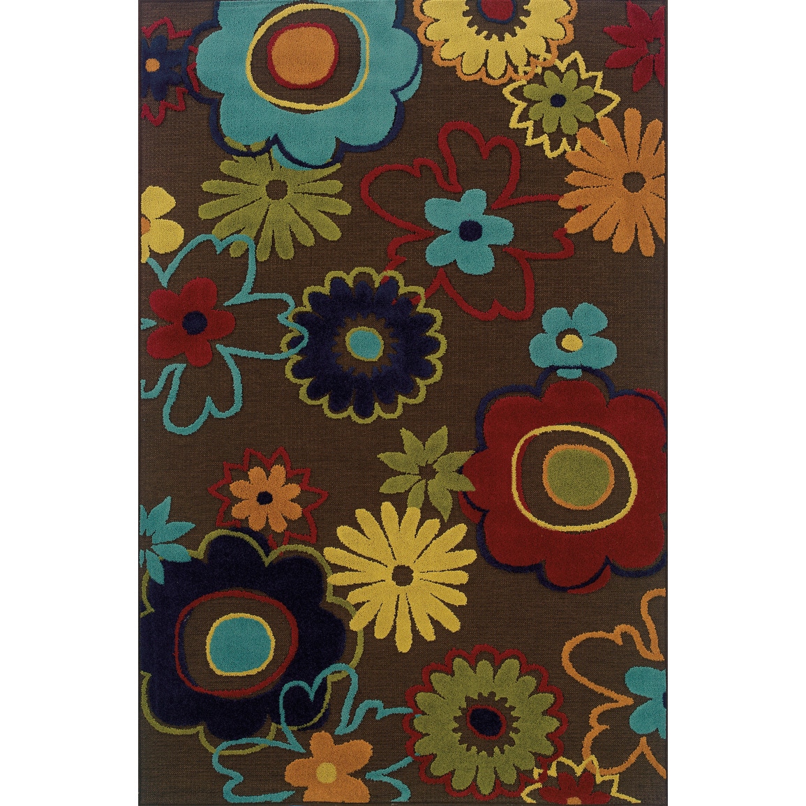 Indoor/ Outdoor Brown/ Multi Area Rug (53 X 76)