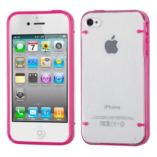 INSTEN T-clear/ Solid Hot Pink Tentacles Phone Case Cover for Apple iPhone 4/ 4S