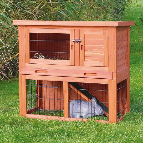 Trixie Glazed Pine Sloped Roof Rabbit Hutch