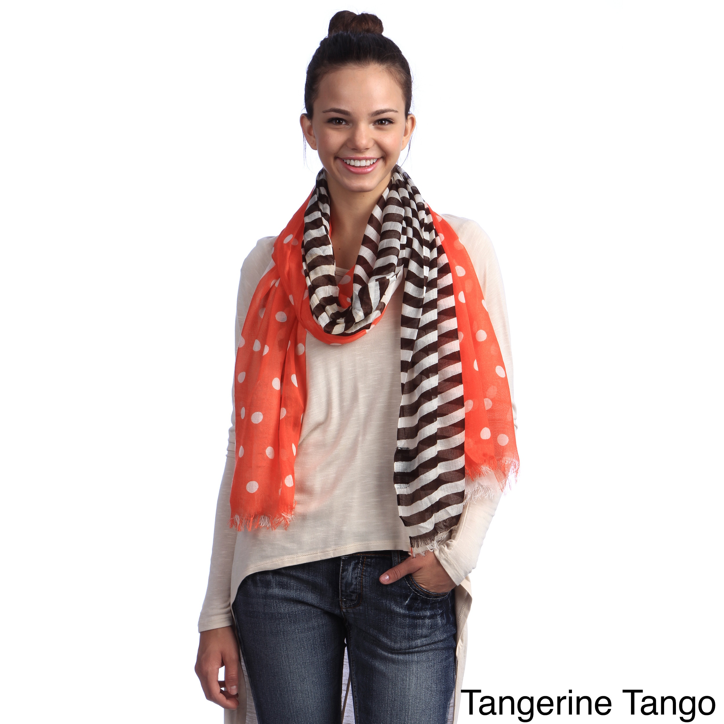 Womens Polka Dots With Stripes Scarf