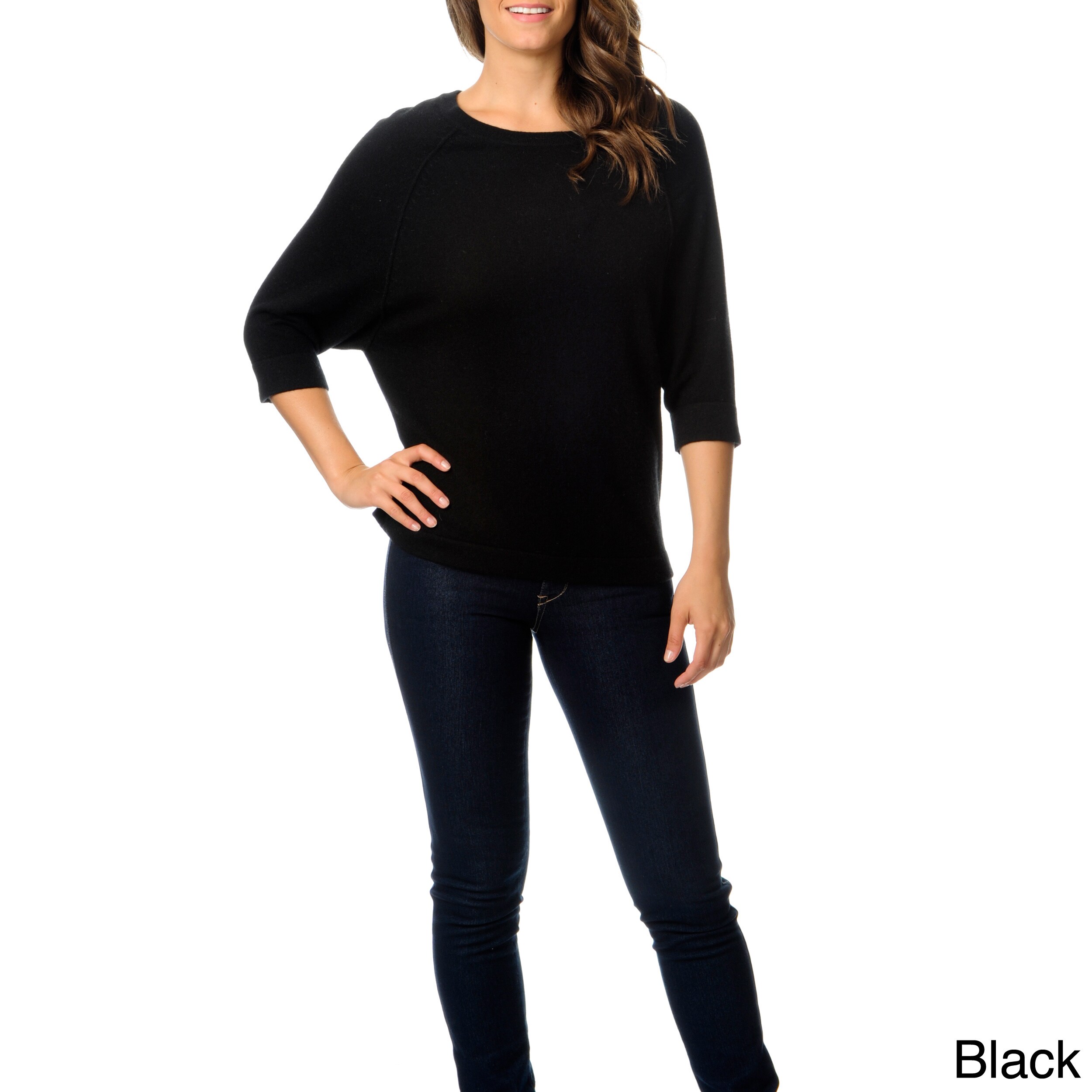 Republic Clothing Ply Cashmere Womens Dolman Sleeve Sweater Black Size XS (2  3)