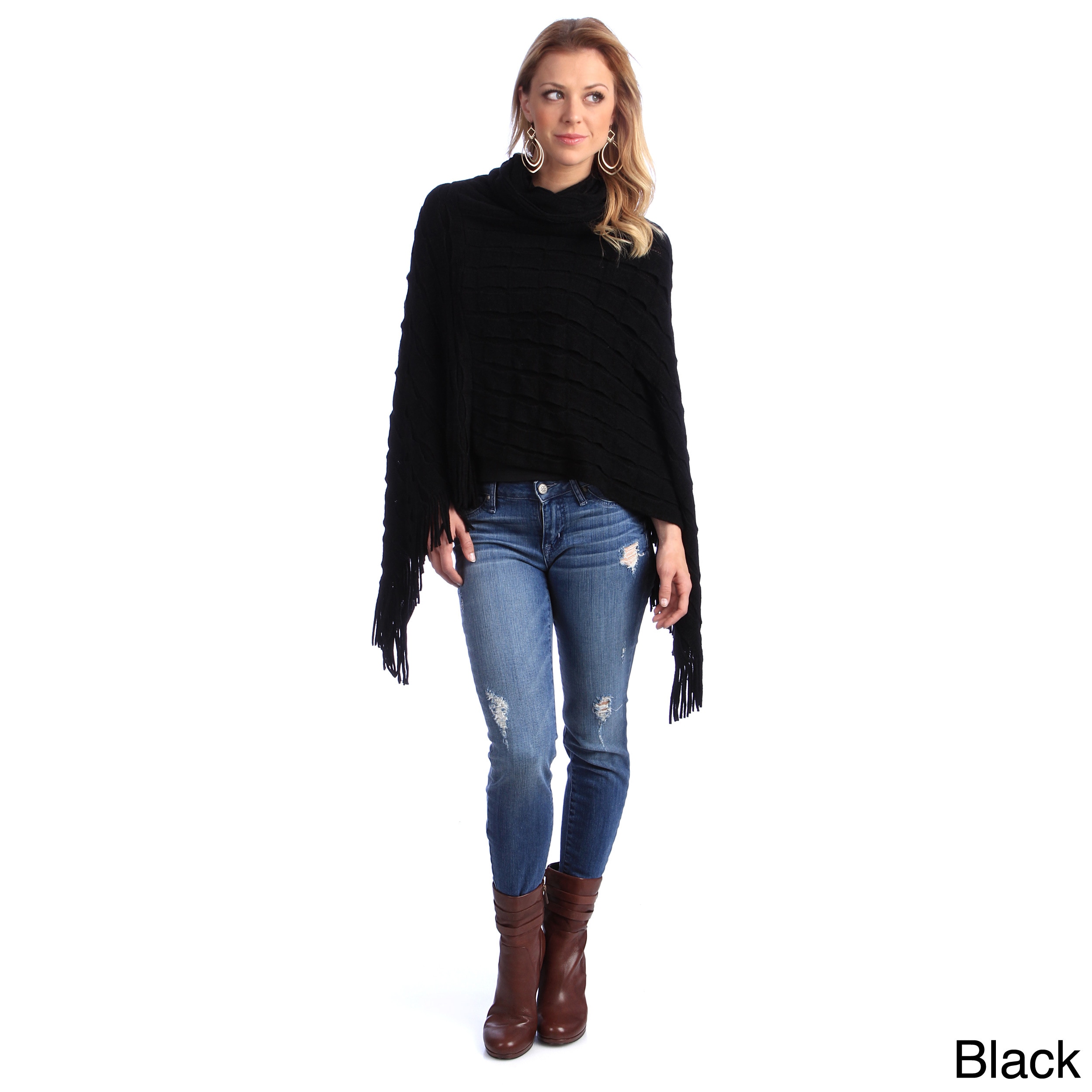 Womens Knit Turtleneck Poncho