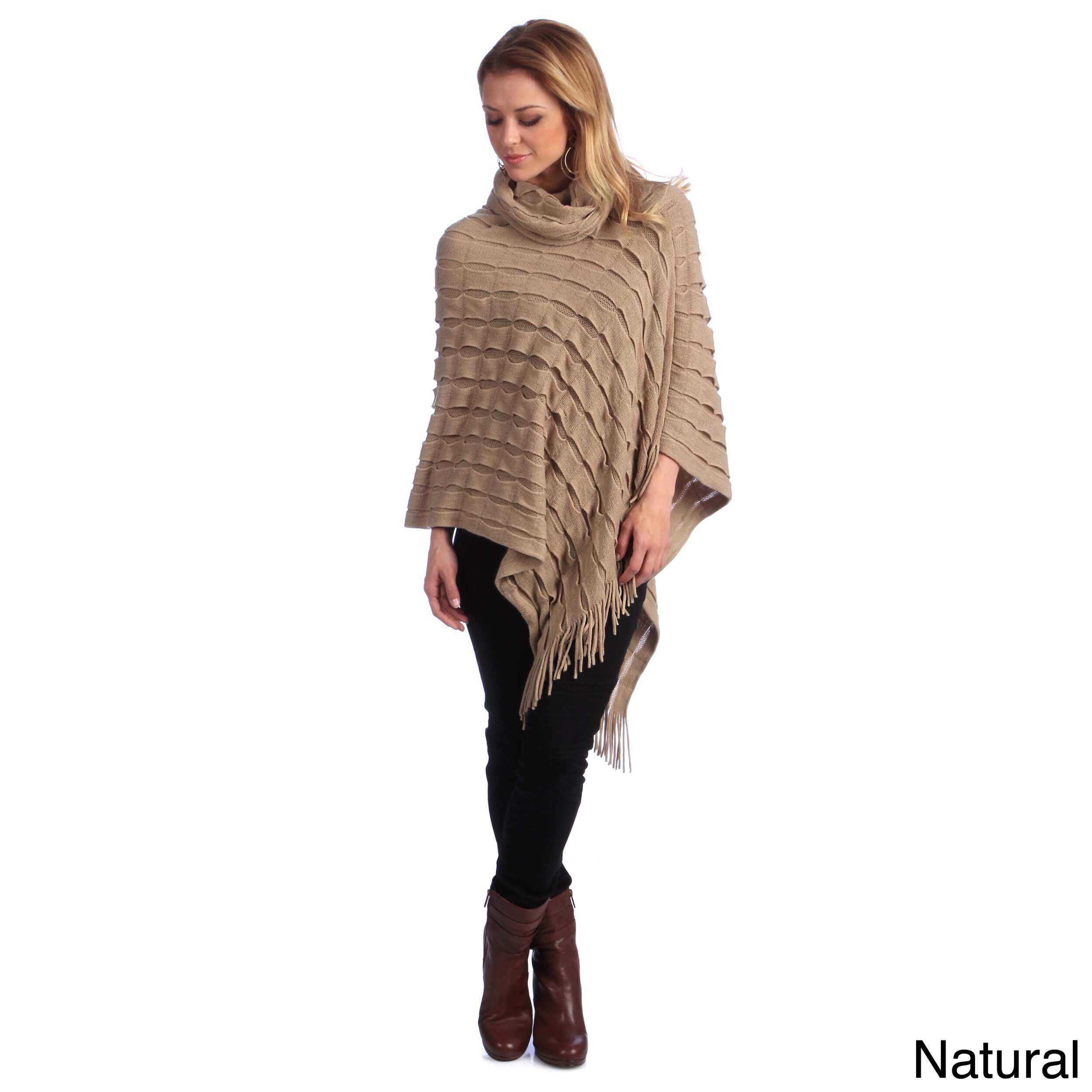 Womens Knit Turtleneck Poncho