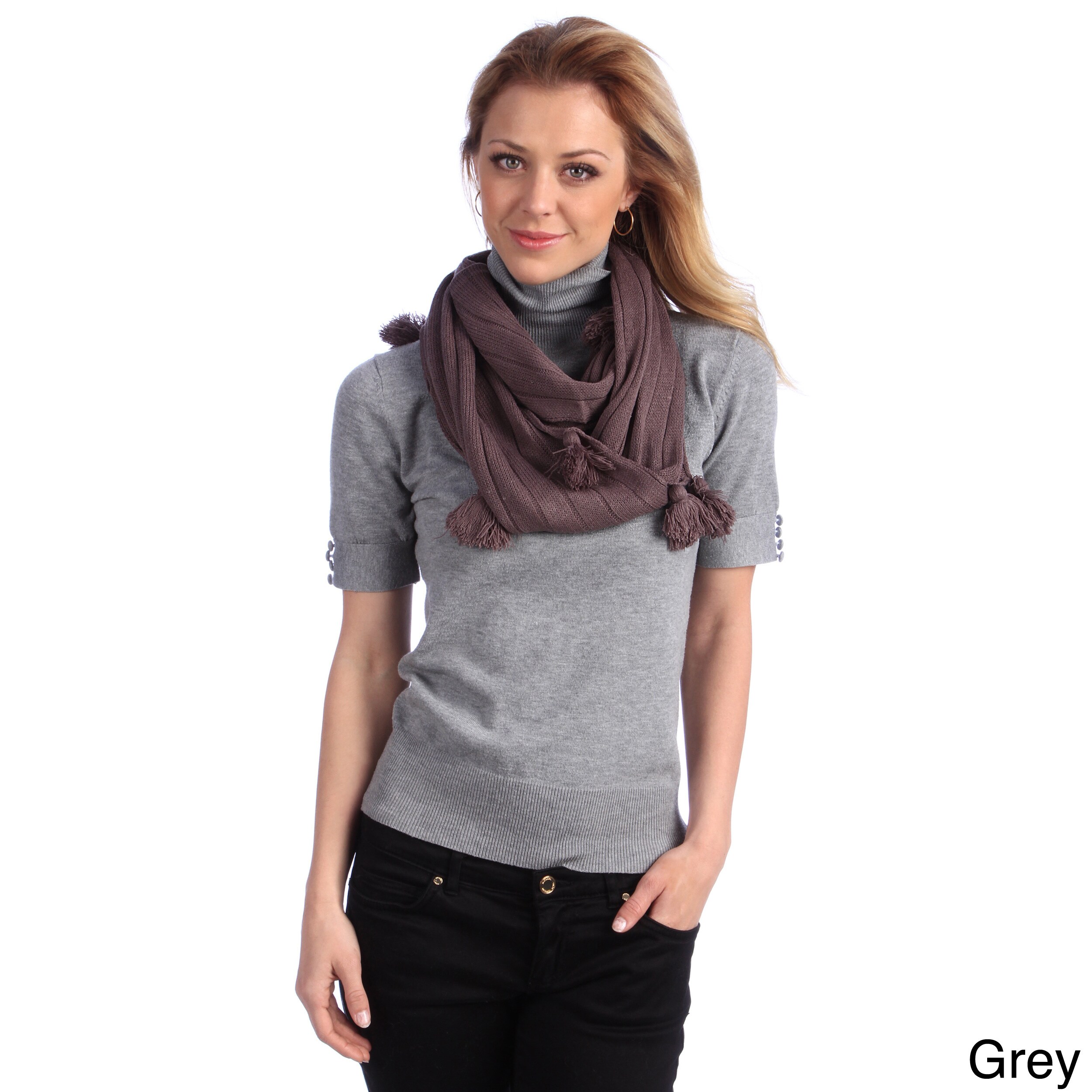 Womens Tassel Accent Infinity Scarf