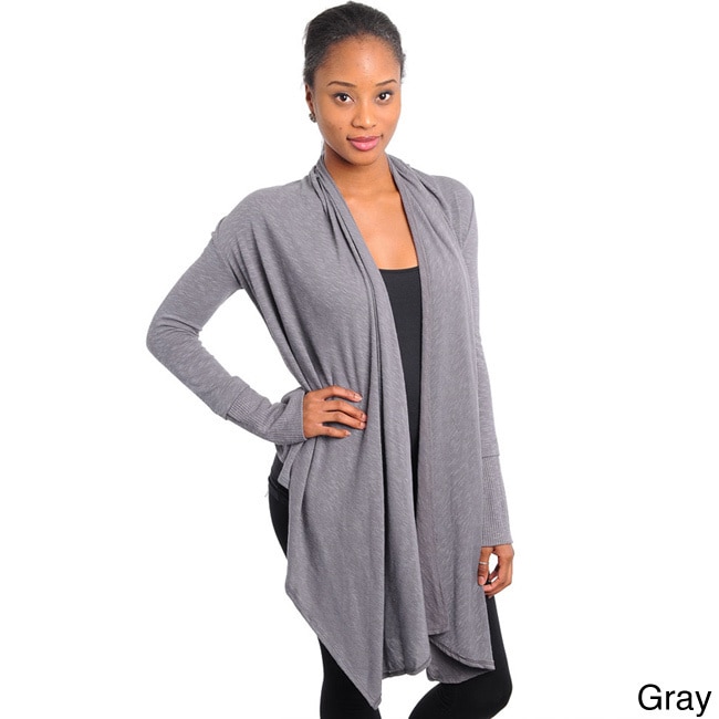 Stanzino Stanzino Womens Lengthy Drape Front Cardigan Grey Size S (4  6)