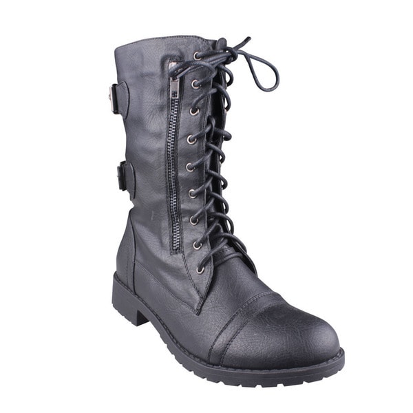 Shop Refresh Women's 'Terra-09' Mid-calf Combat Boots - Free Shipping ...