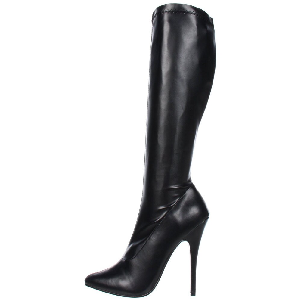 leather knee high boots stiletto heel