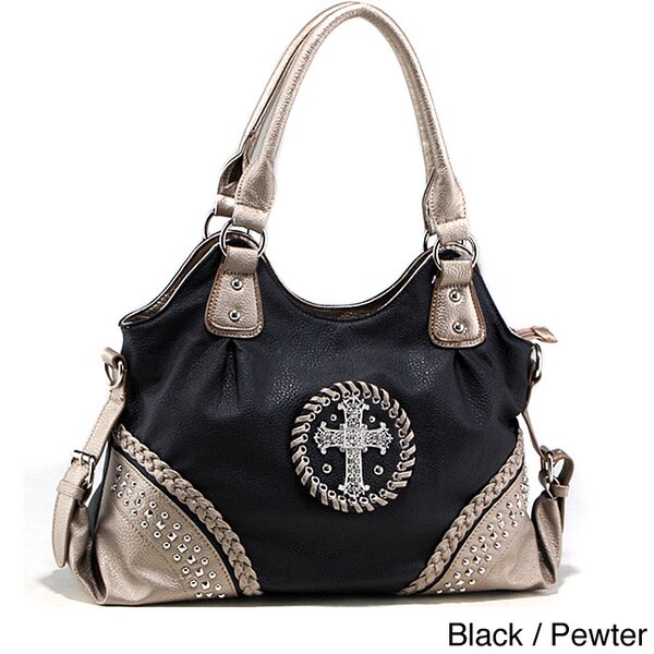 Shop Dasein Western Rhinestone Cross Twotone Shoulder Bag Free