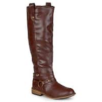 Journee Collection Women's 'Walla' Regular and Wide-calf Ankle-strap Knee-high Riding Boot