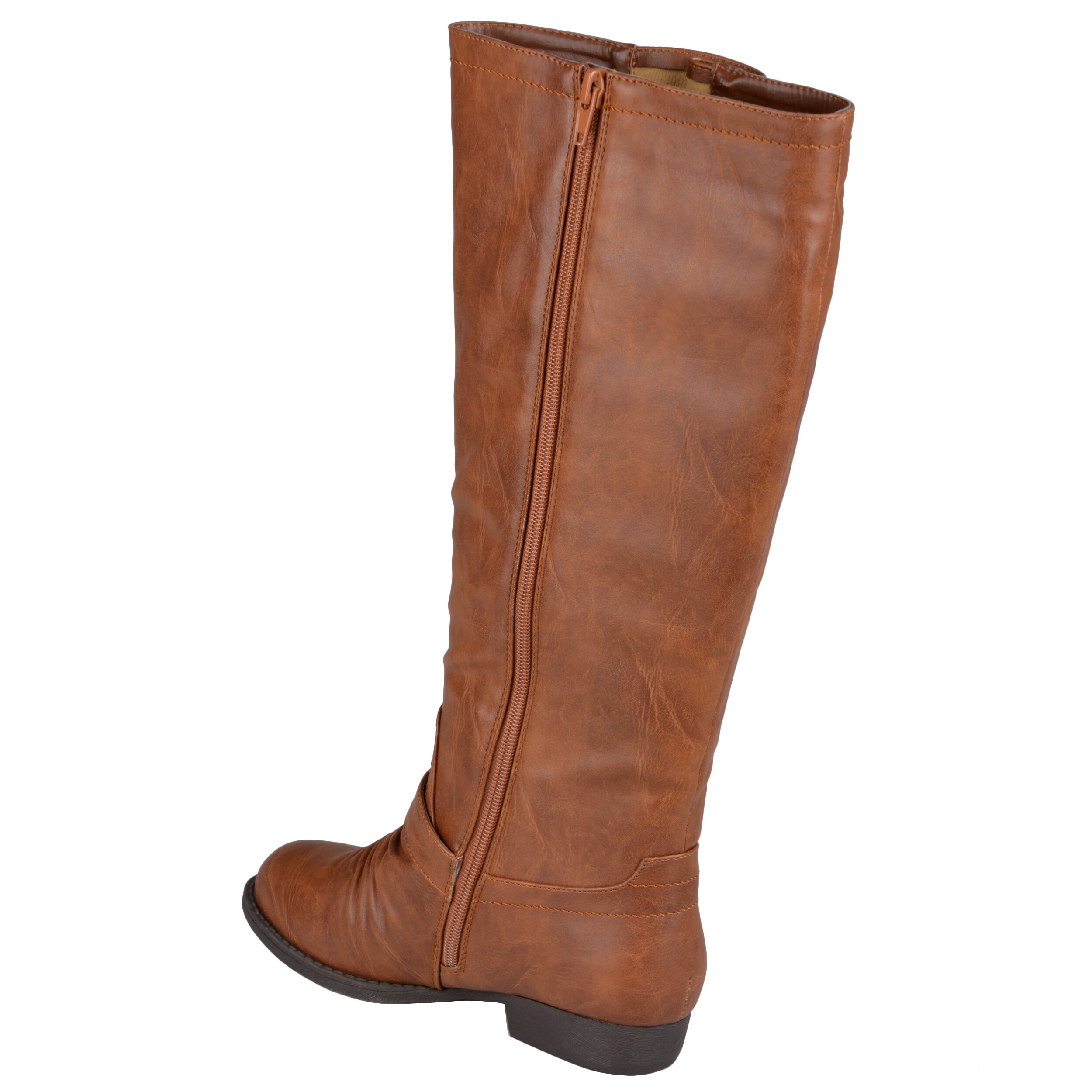 pop womens foster riding boots stacked heel buckle