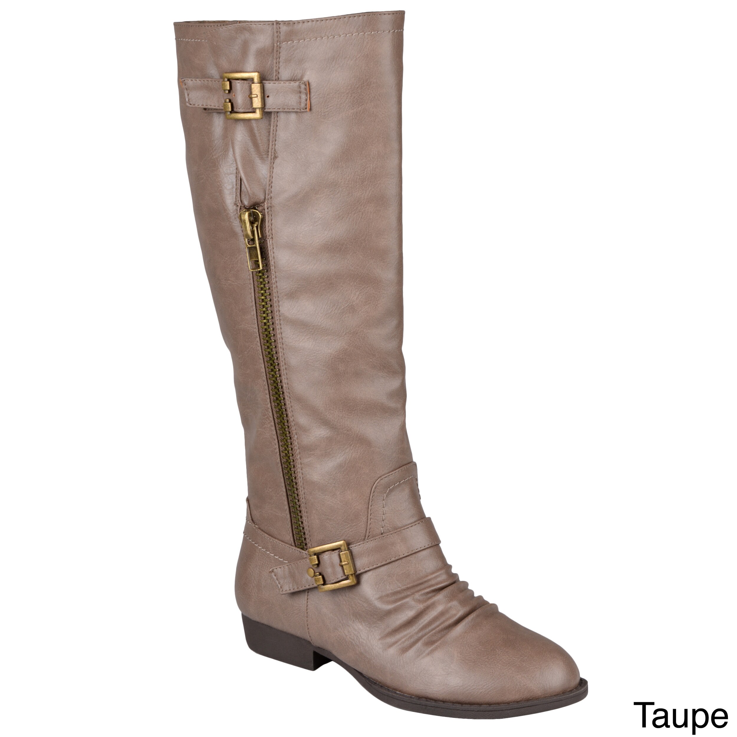 pop womens foster riding boots stacked heel buckle
