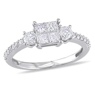 Miadora 10k White Gold 3/4ct TDW Diamond Engagement Ring