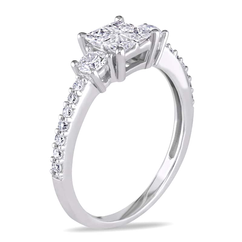 Miadora 10k White Gold 3/4ct TDW Diamond Engagement Ring
