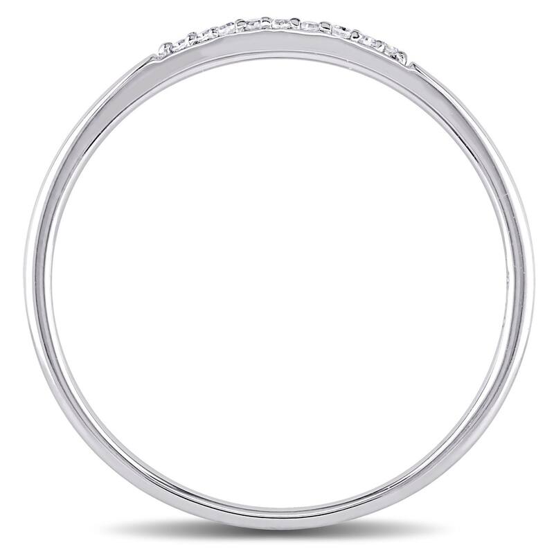 Miadora 10k White Gold Thin Stackable Diamond Anniversary Band Ring