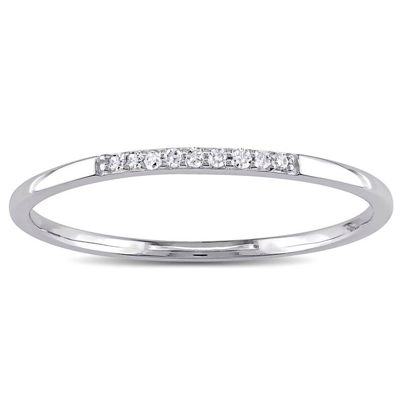 Miadora 10k White Gold Thin Stackable Diamond Anniversary Band Ring - 4