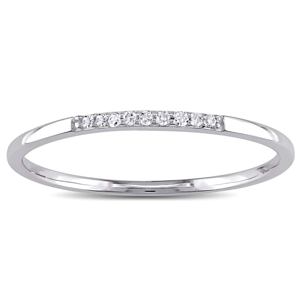 Miadora 10k White Gold Thin Stackable Diamond Anniversary Band Ring