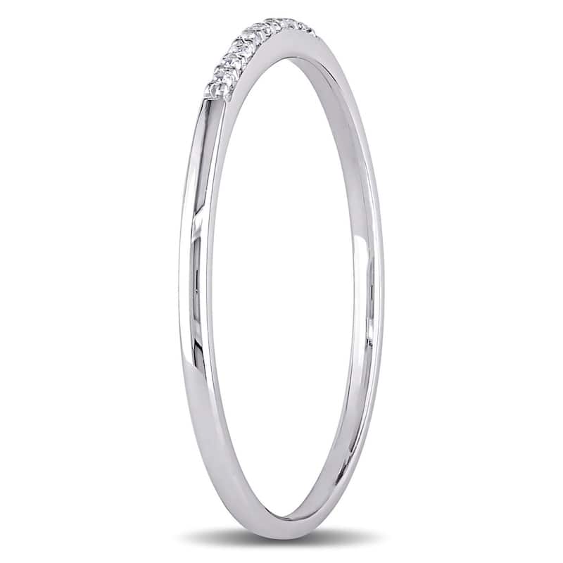 Miadora 10k White Gold Thin Stackable Diamond Anniversary Band Ring