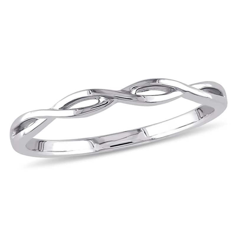 Miadora 10k White Gold Infinity Wedding Band - 4