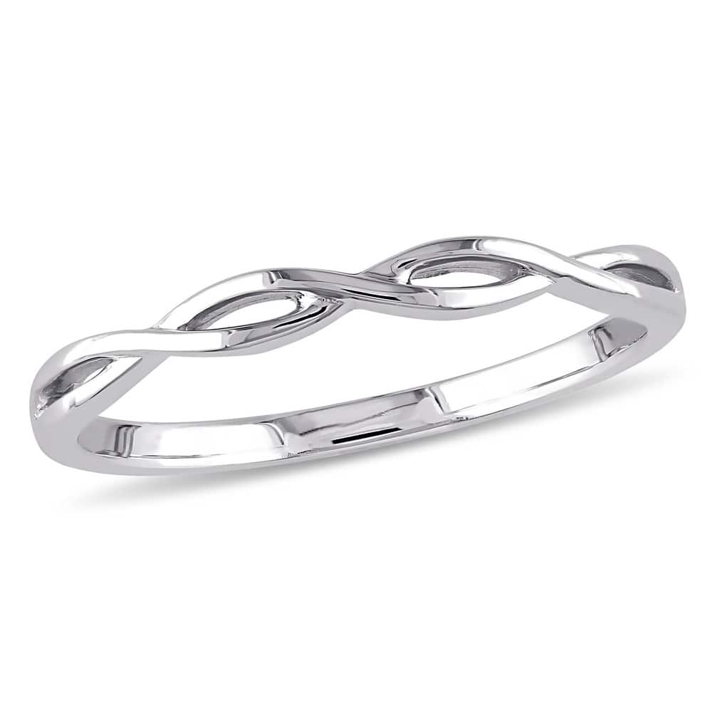 Miadora 10k White Gold Infinity Wedding Band