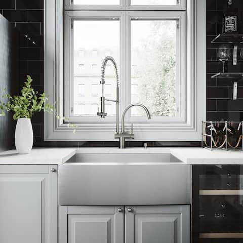 VIGO Camden Stainless Steel Kitchen Sink Set with Dresden Faucet