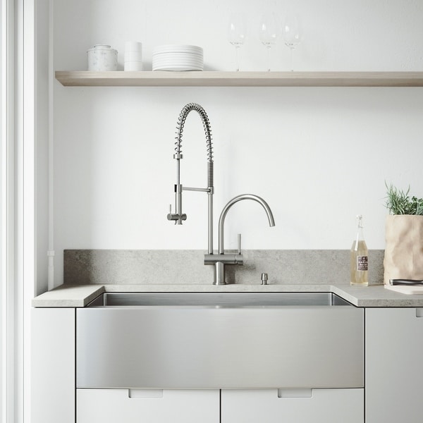 VIGO Bedford Stainless Steel Kitchen Sink and Dresden Faucet Set