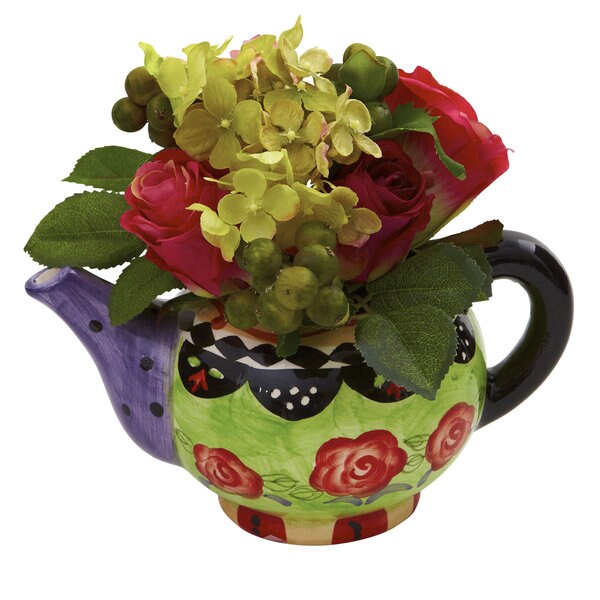 Rose and Hydrangea Arrangement and Decorative Vase