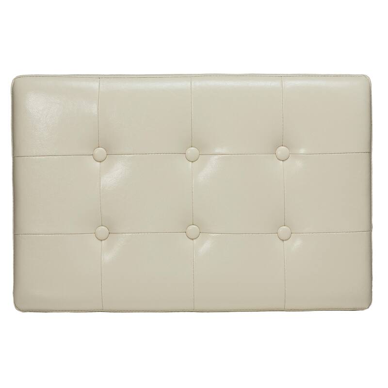 Porch & Den Palmer Cream and Walnut X-Leg Bench Ottoman