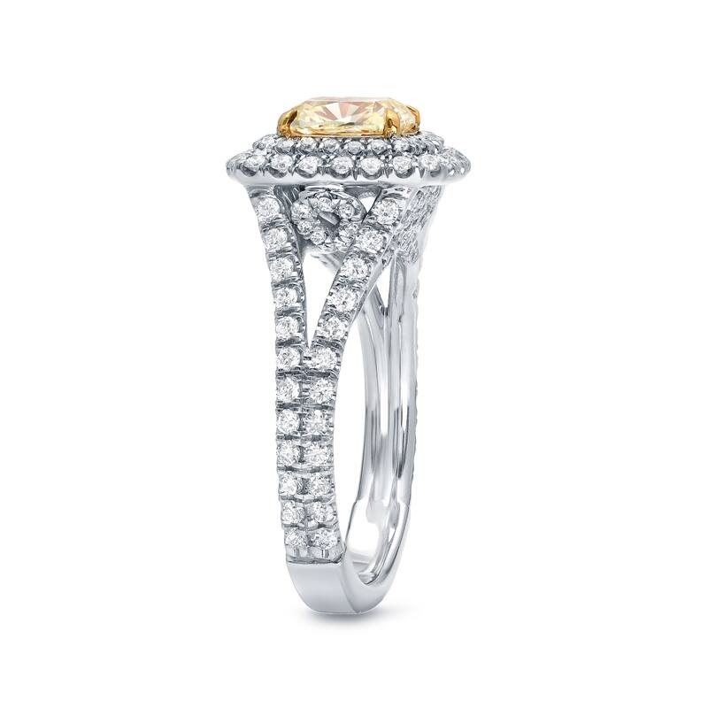 Auriya 2ctw Cushion-cut Fancy Yellow Diamond Engagement Ring 18k Gold Certified (F-G, VS2-SI1)