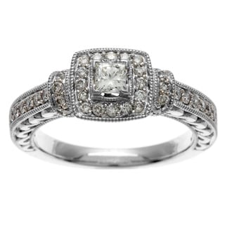 Sofia 14k White Gold Certified 3/4ct TDW Certified Diamond Engagement ...