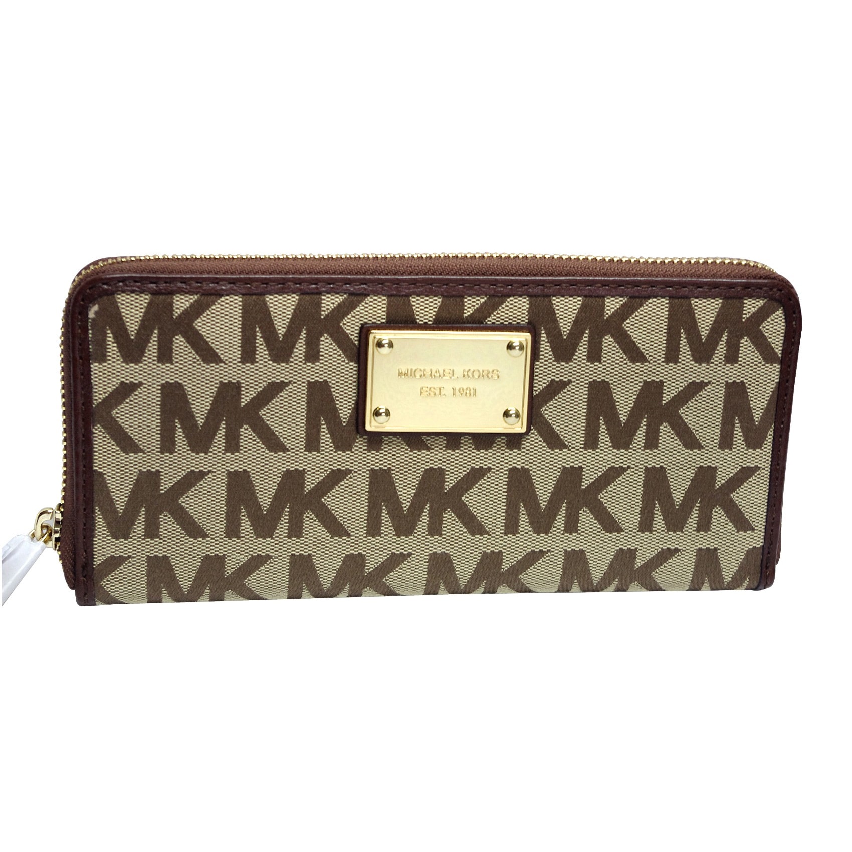 Michael Kors Logo Zip Continental Wallet, Mocha