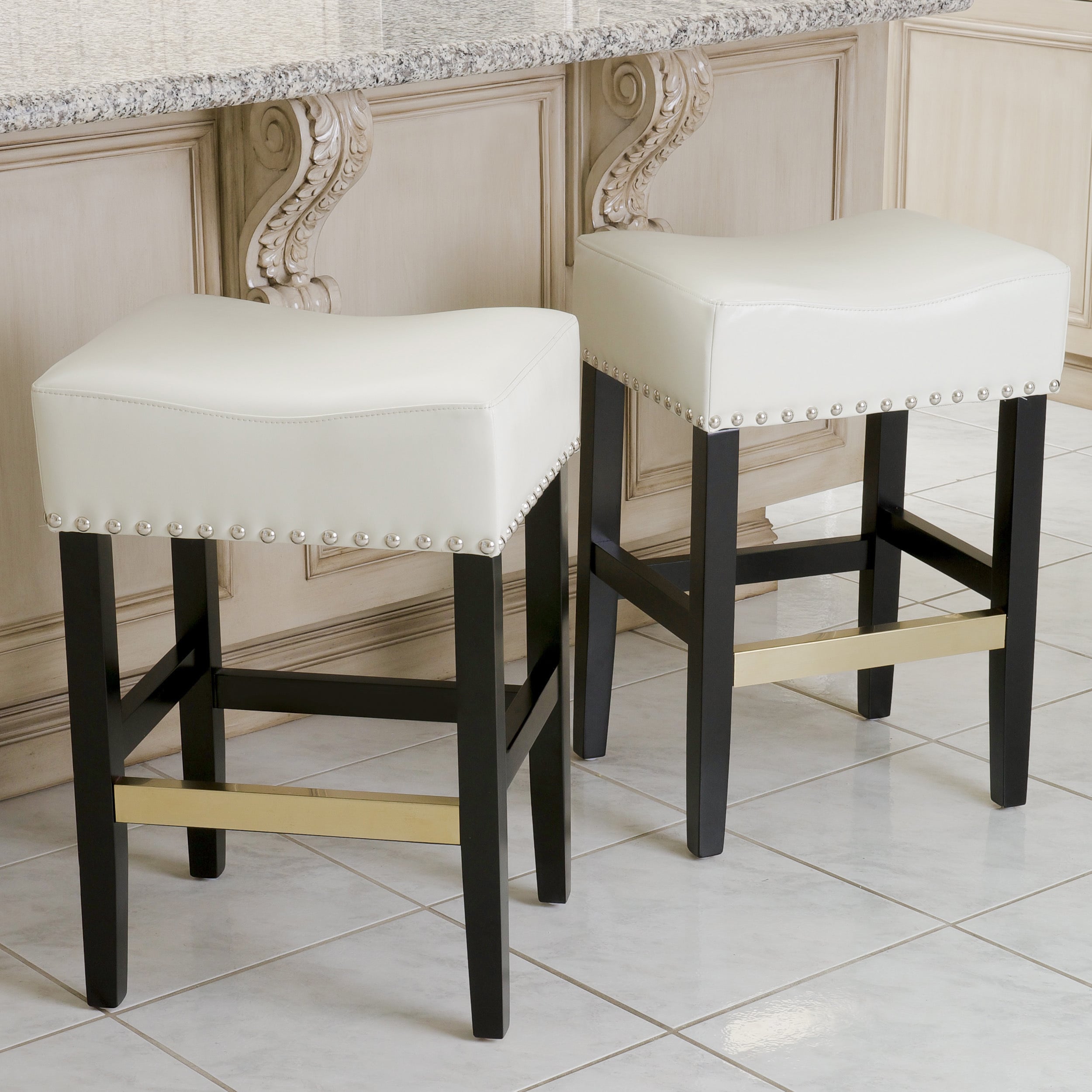 Ivory leather on sale counter stools