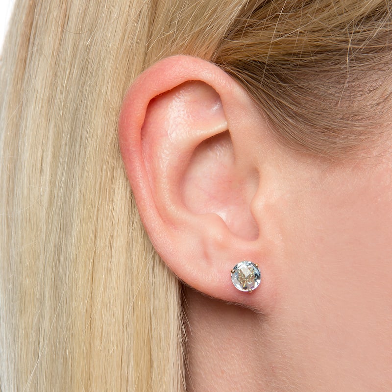 Kabella 14k Gold Blue or White Topaz Birthstone Briolette Stud Earrings