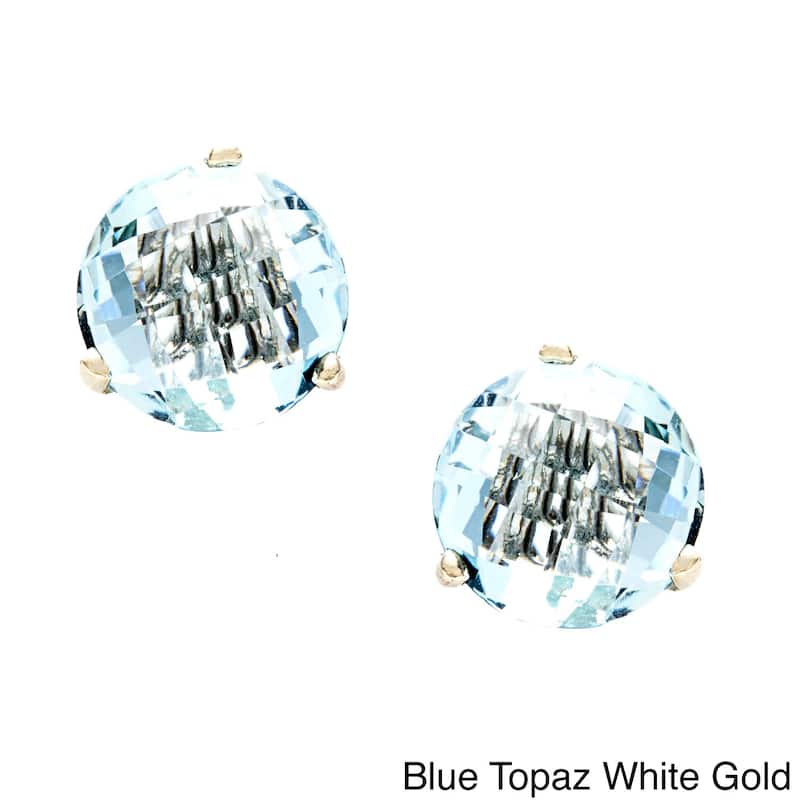 Kabella 14k Gold Blue or White Topaz Birthstone Briolette Stud Earrings - blue topaz white gold