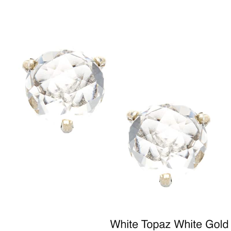 Kabella 14k Gold Blue or White Topaz Birthstone Briolette Stud Earrings