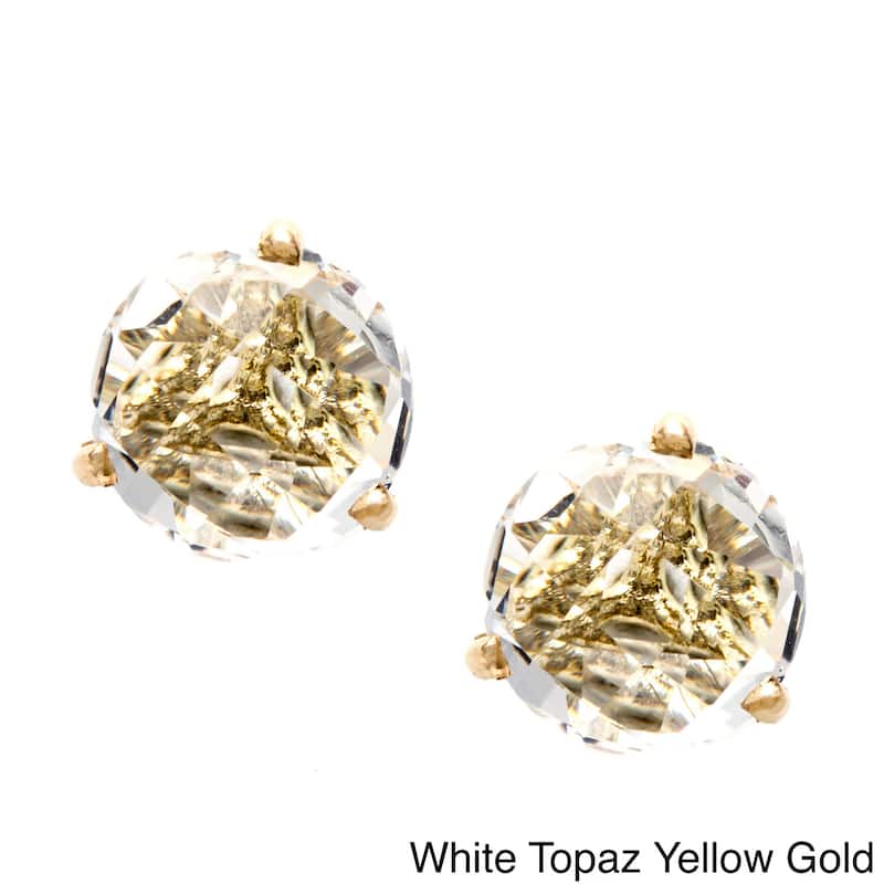 Kabella 14k Gold Blue or White Topaz Birthstone Briolette Stud Earrings