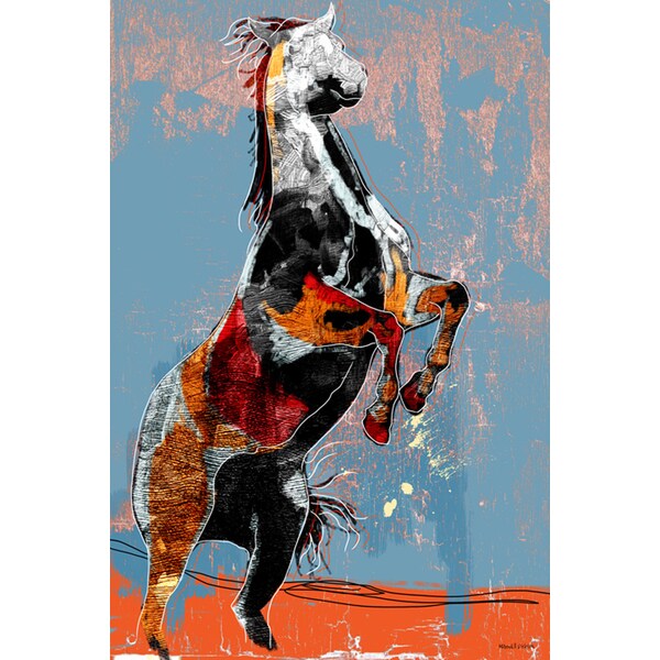 Shop Maxwell Dickson 'Fighting Horse' Modern Canvas Wall Art Free