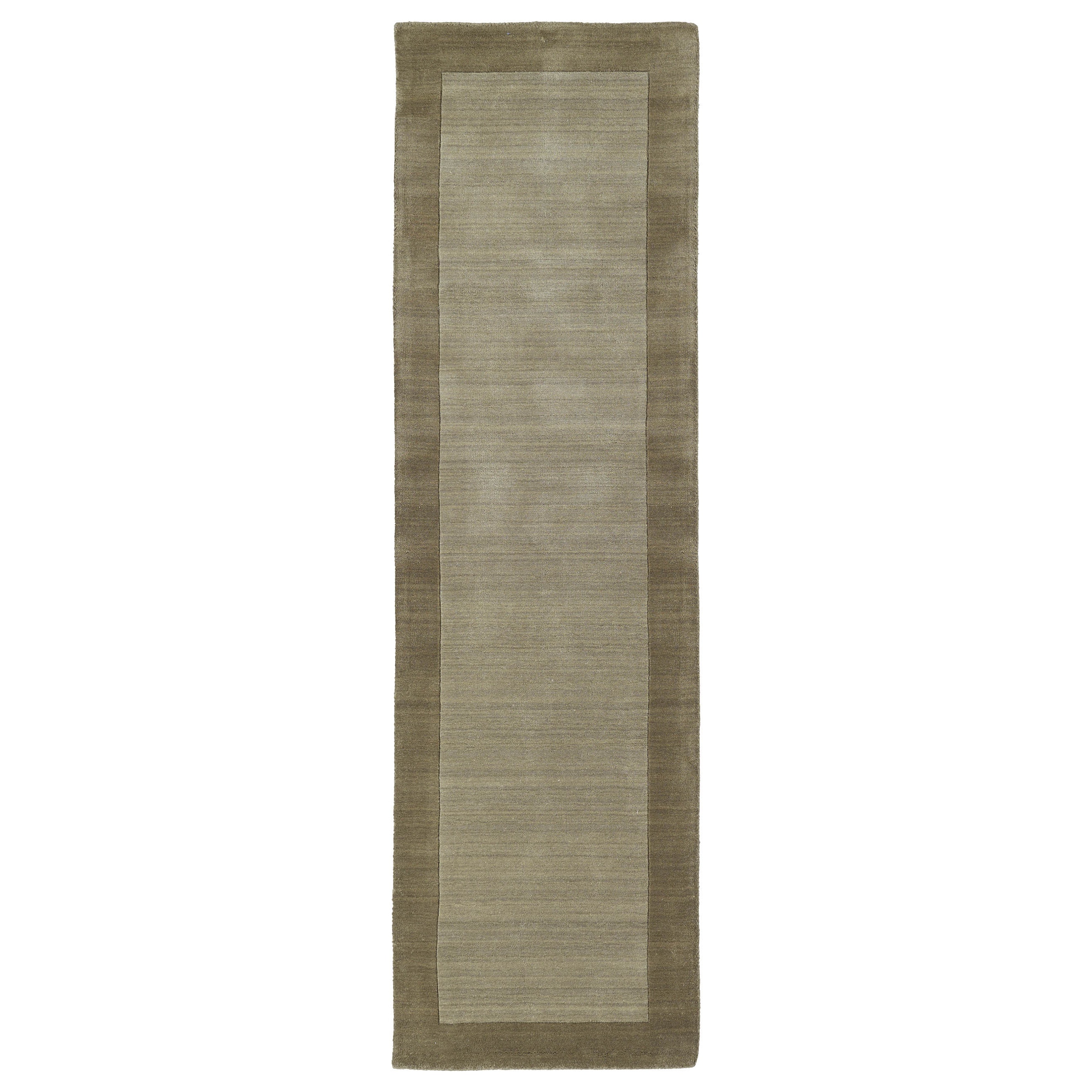 Borders Hand tufted Taupe Wool Rug (26 X 89)