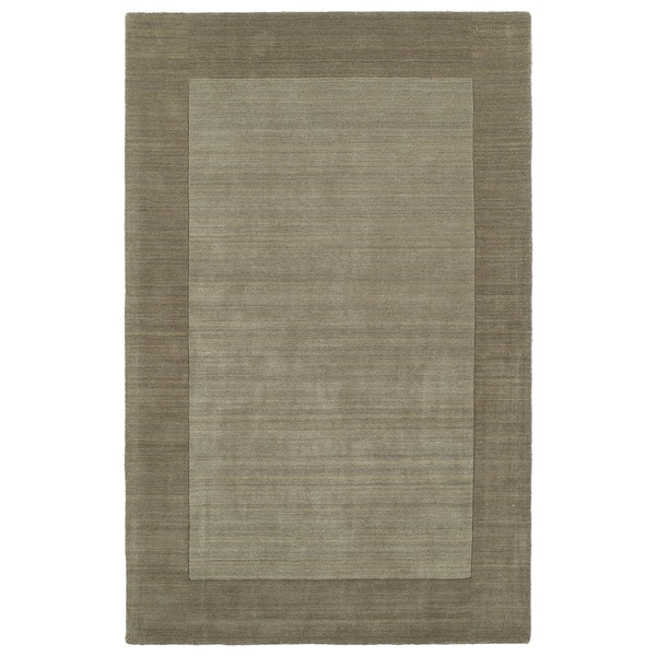 Borders Hand-Tufted Taupe Wool Rug (8'0 x 10'0) - 8' x 10'