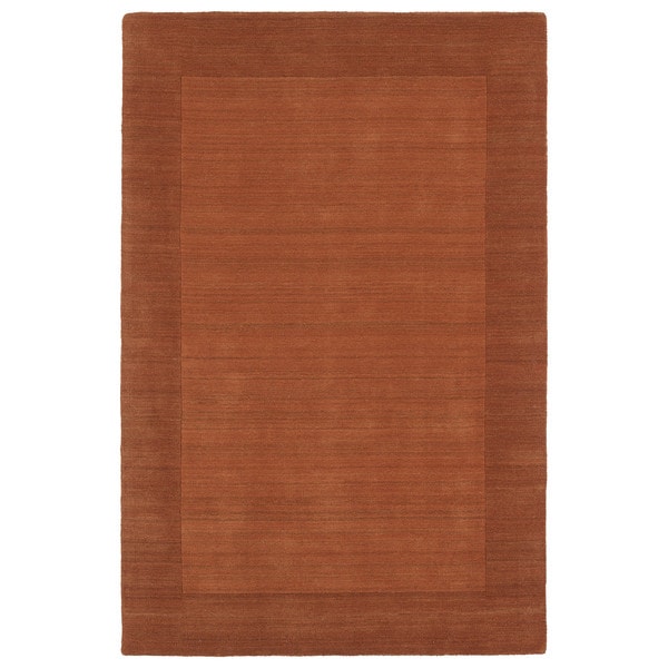 Borders Hand-Tufted Orange Wool Rug (5'0 x 7'9)
