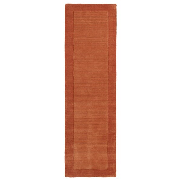 Borders Hand-Tufted Orange Wool Rug - 2'6" x 8'9"