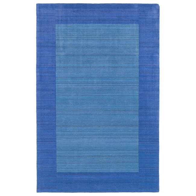 Borders Hand tufted Ice Blue Wool Rug (36 X 53)