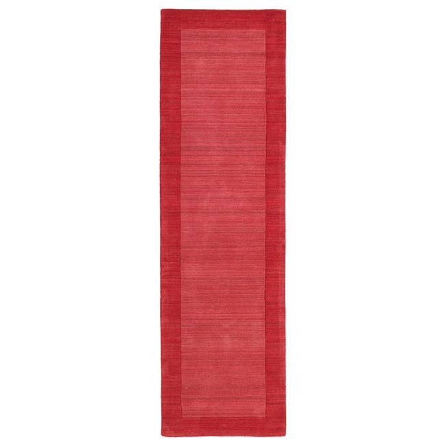 Borders Hand tufted Watermelon Wool Rug (26 X 89)