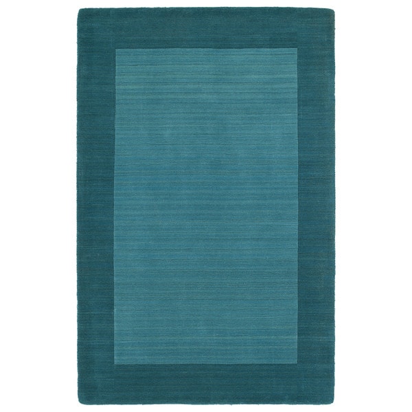 Borders Hand Tufted Turquoise Wool Rug (80 x 100)